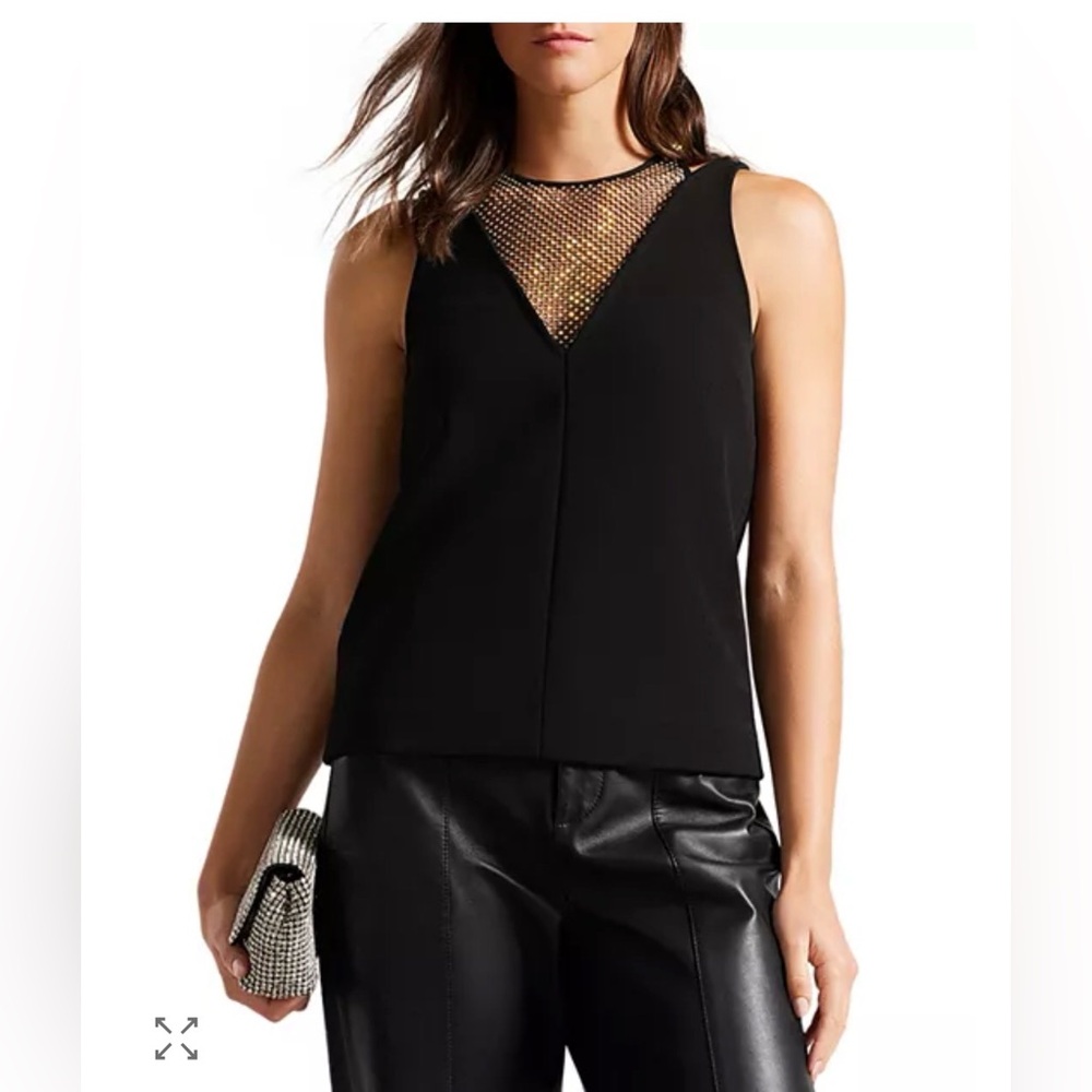 Ted Baker London Black Mesh Detail Tank Top